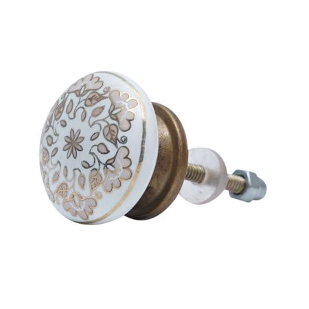 Pink Golden Floral Cabinet Knobs for Drawer